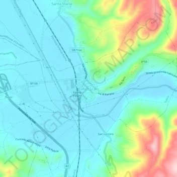 Topografische kaart Fabro Scalo, hoogte, reliëf