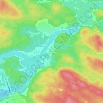 Topografische kaart Tee Lake, hoogte, reliëf