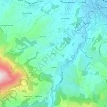 Topografische kaart Ithola, hoogte, reliëf