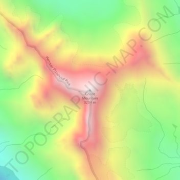 Topografische kaart Ghost Mountain, hoogte, reliëf