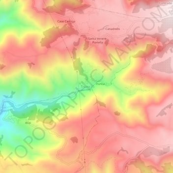 Topografische kaart Trunca, hoogte, reliëf