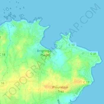 Topografische kaart Queran, hoogte, reliëf