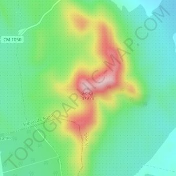 Topografische kaart Adiça, hoogte, reliëf