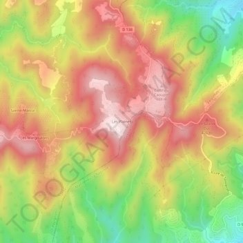 Topografische kaart Les Plaines, hoogte, reliëf