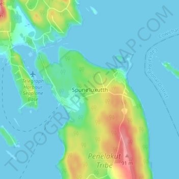 Topografische kaart Spune’luxutth, hoogte, reliëf