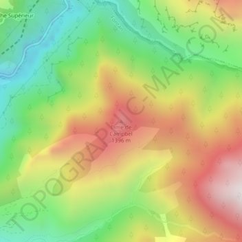 Topografische kaart Cime de Campbel, hoogte, reliëf