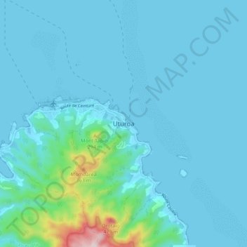 Topografische kaart Uturoa, hoogte, reliëf
