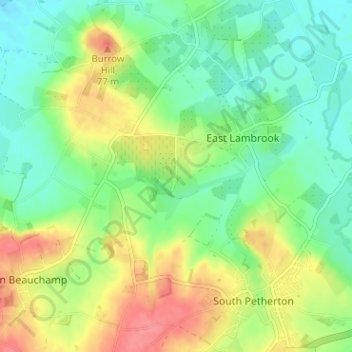 Topografische kaart Mid Lambrook, hoogte, reliëf
