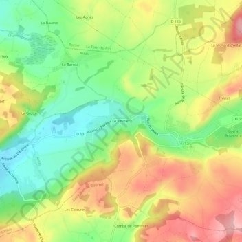 Topografische kaart Le Revolet, hoogte, reliëf