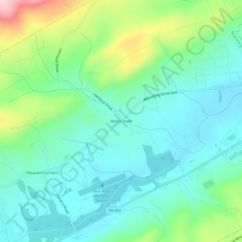 Topografische kaart Mertz Town, hoogte, reliëf
