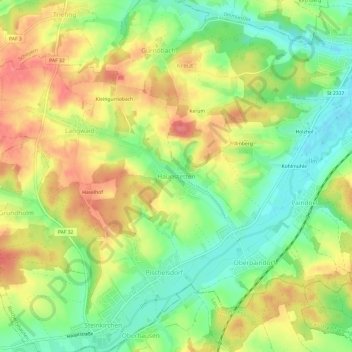 Topografische kaart Haunstetten, hoogte, reliëf