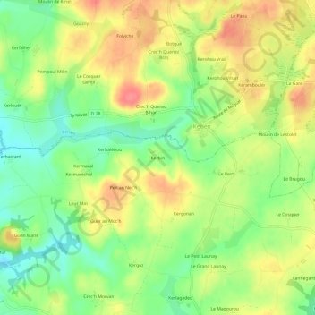 Topografische kaart Kerbin, hoogte, reliëf