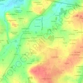 Topografische kaart Maroué, hoogte, reliëf