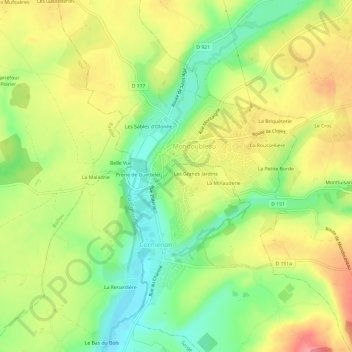 Topografische kaart Le Mauvais Pas, hoogte, reliëf