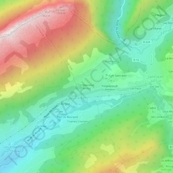 Topografische kaart Forgeassoud-dessus, hoogte, reliëf