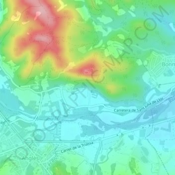 Topografische kaart Sant Julià, hoogte, reliëf