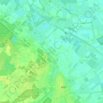 Topografische kaart Bruggen, hoogte, reliëf