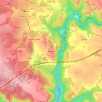 Topografische kaart Lagarde, hoogte, reliëf