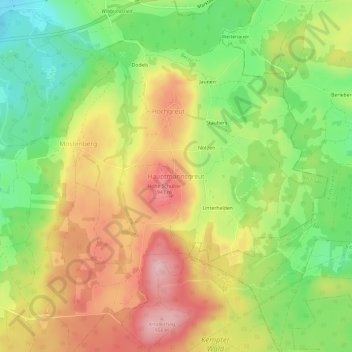 Topografische kaart Hauptmannsgreut, hoogte, reliëf