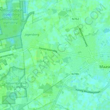 Topografische kaart Maaseik, hoogte, reliëf