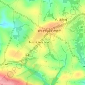 Topografische kaart Chapel Town, hoogte, reliëf