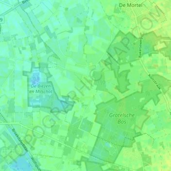 Topografische kaart Grotel, hoogte, reliëf