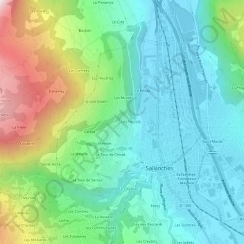Topografische kaart La Torche, hoogte, reliëf