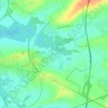 Topografische kaart Belley, hoogte, reliëf