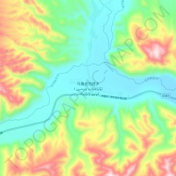Topografische kaart 乌鲁克恰提乡, hoogte, reliëf