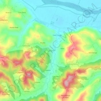 Topografische kaart Sulpiano, hoogte, reliëf