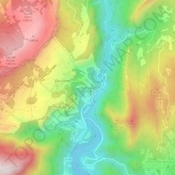 Topografische kaart Sant Josep, hoogte, reliëf