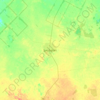 Topografische kaart San Julián, hoogte, reliëf