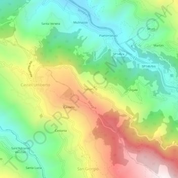 Topografische kaart Limari, hoogte, reliëf