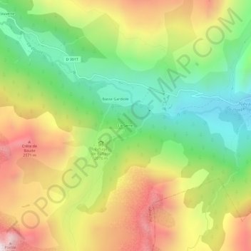 Topografische kaart Le Serre, hoogte, reliëf