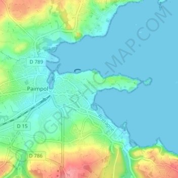 Topografische kaart Crec'h Derrien, hoogte, reliëf