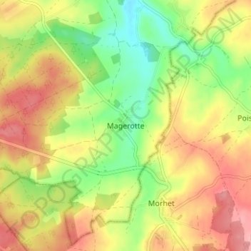 Topografische kaart Magerotte, hoogte, reliëf