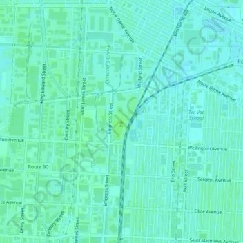 Topografische kaart Garbage Hill, hoogte, reliëf