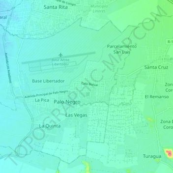 Topografische kaart Palo Negro, hoogte, reliëf