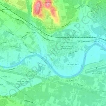 Topografische kaart Settimo, hoogte, reliëf