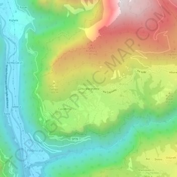 Topografische kaart Santa Margherita, hoogte, reliëf