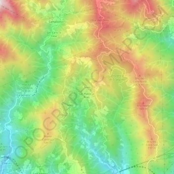 Topografische kaart Tuvio, hoogte, reliëf