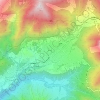 Topografische kaart Bratto, hoogte, reliëf