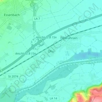 Topografische kaart Ohu, hoogte, reliëf