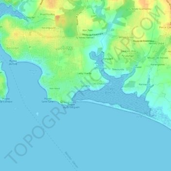 Topografische kaart Le Letty, hoogte, reliëf