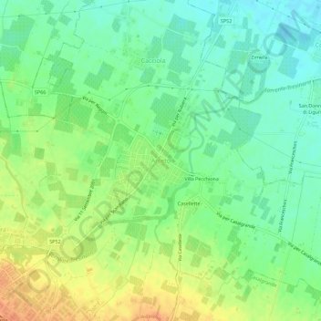 Topografische kaart Arceto, hoogte, reliëf