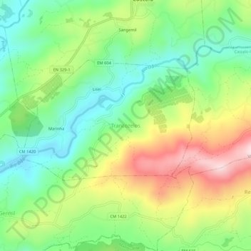 Topografische kaart Trancozelos, hoogte, reliëf