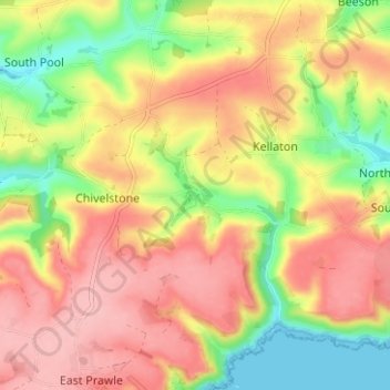Topografische kaart South Allington, hoogte, reliëf