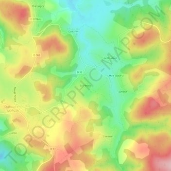 Topografische kaart Le Plessis, hoogte, reliëf