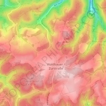 Topografische kaart Heide, hoogte, reliëf