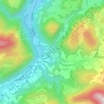 Topografische kaart Koppenleiten, hoogte, reliëf